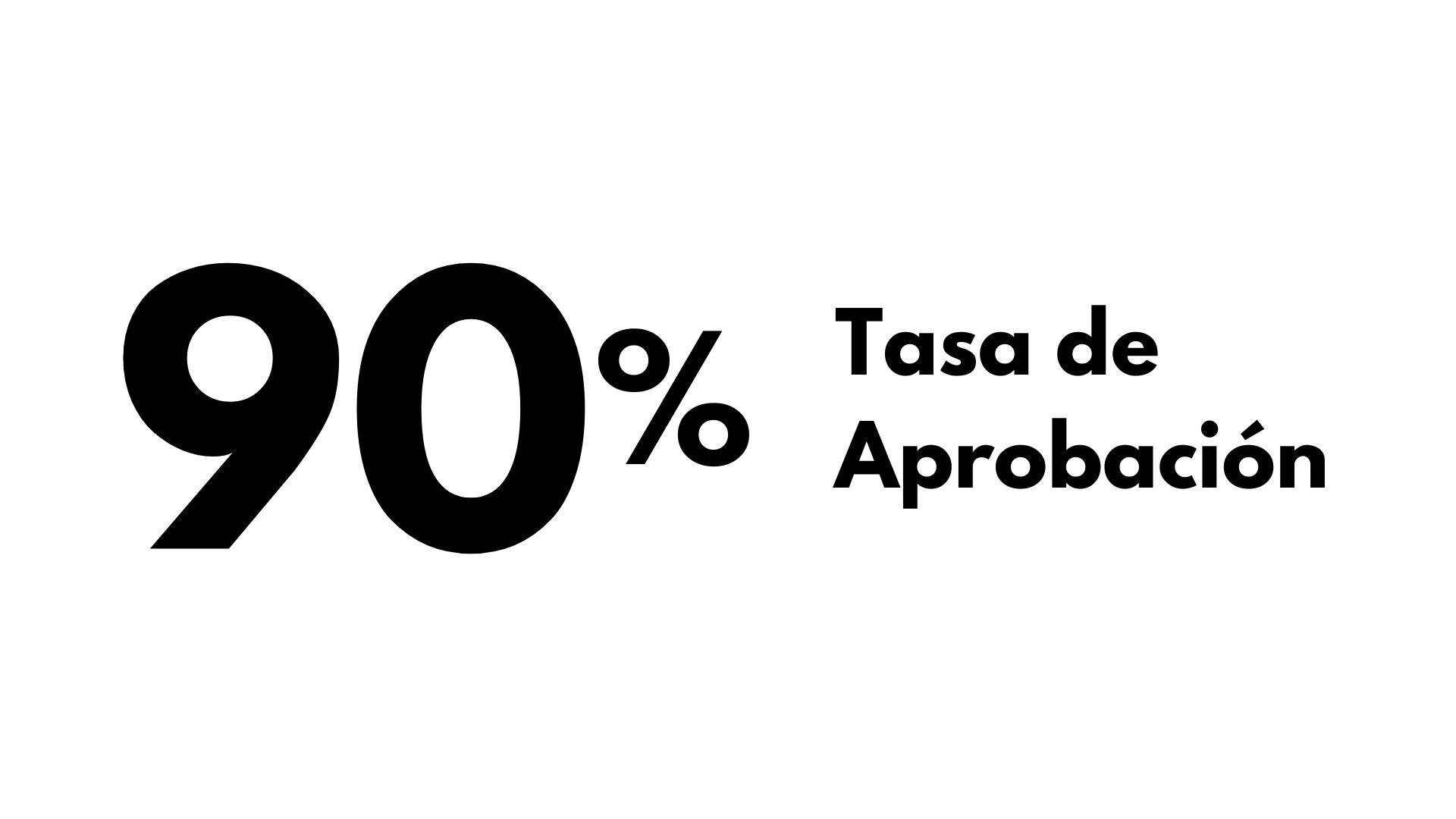90% tasa de aprobación.
